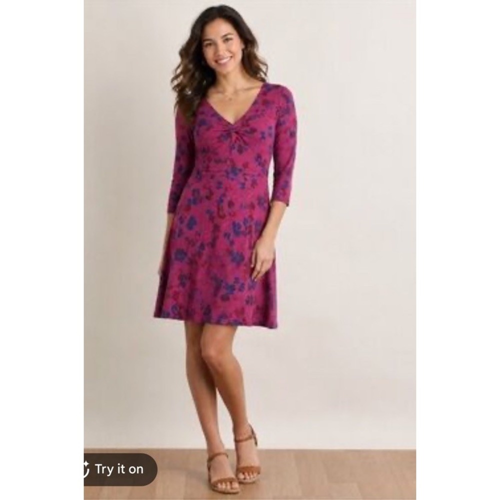 Toad & Co Rosalinda Maroon Floral Organic Cotton Jersey Stretch Fall Granola L